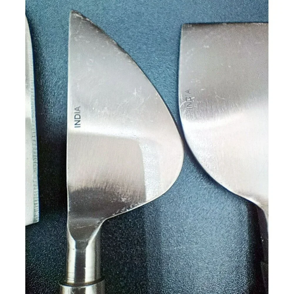 Cheese Knives Marble Handled Brass Toned Charcuterie India Vintage Set of 5